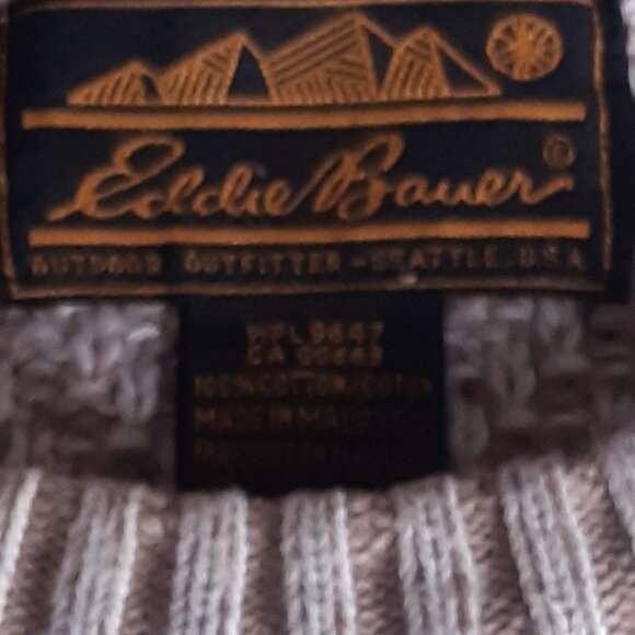 Eddie Bauer SZ M 100% Cotton Beige Men's Crew Neck Pullover Sweater - Picture 7 of 14